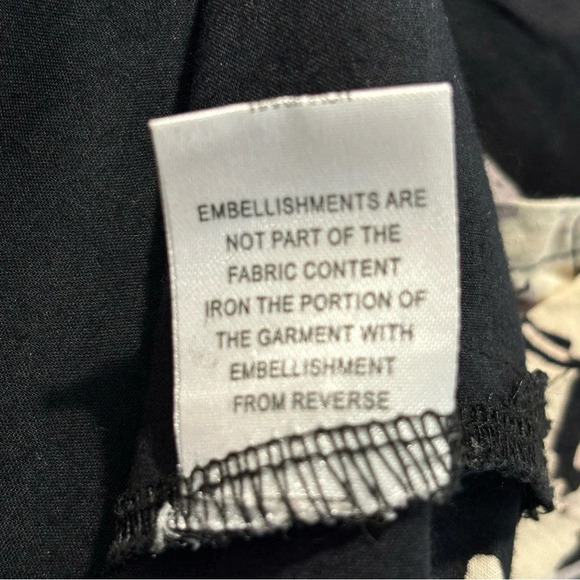 MUSTARD 5 Sz XL (estimated) Tunic Braided Neck Buttoned 3/4 Sleeves Floral Flowy - Picture 6 of 9